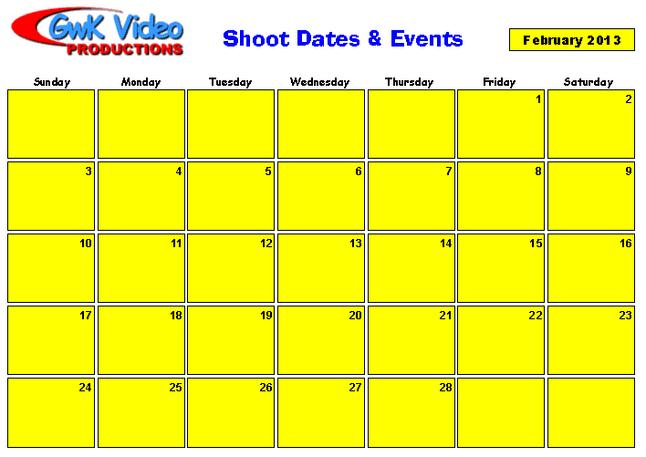 February Shoot Calendar