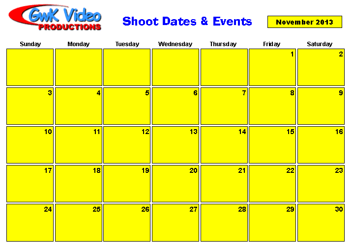 November Shoot Calendar