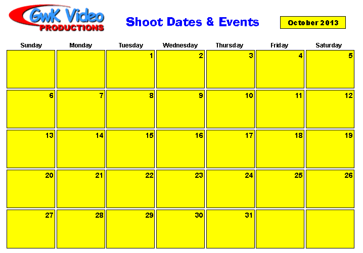 October Shoot Calendar